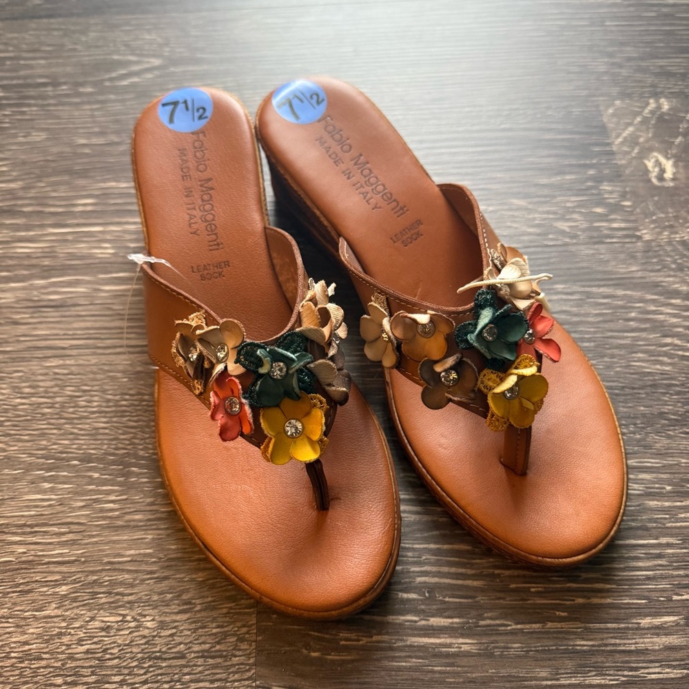 Fabio Maggenti Leather Sock Platform Flip Flop Sandel Size 7.5